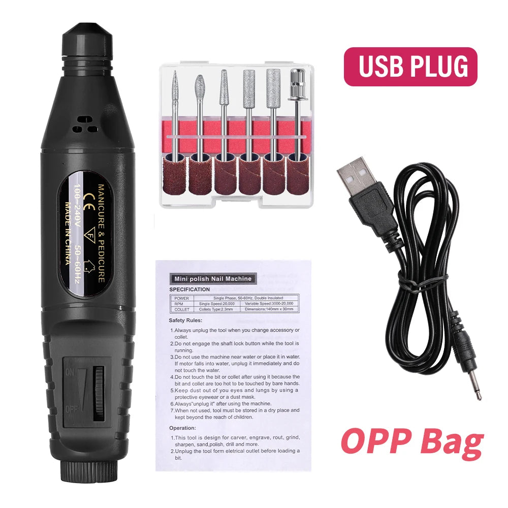 6-in-1 Electric Nail Drill Kit - Professional Manicure Machine with Portable File Tools