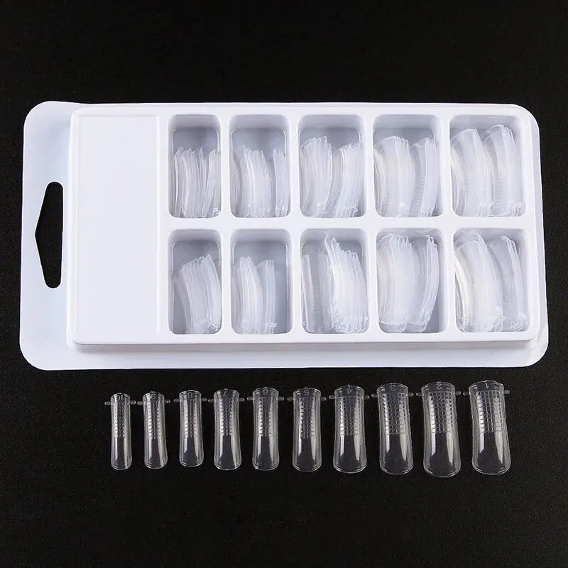 100-Piece Crystal Clear Nail Extension Sheets - Quick Light Therapy Transparent Nail Forms for Professional Extensions