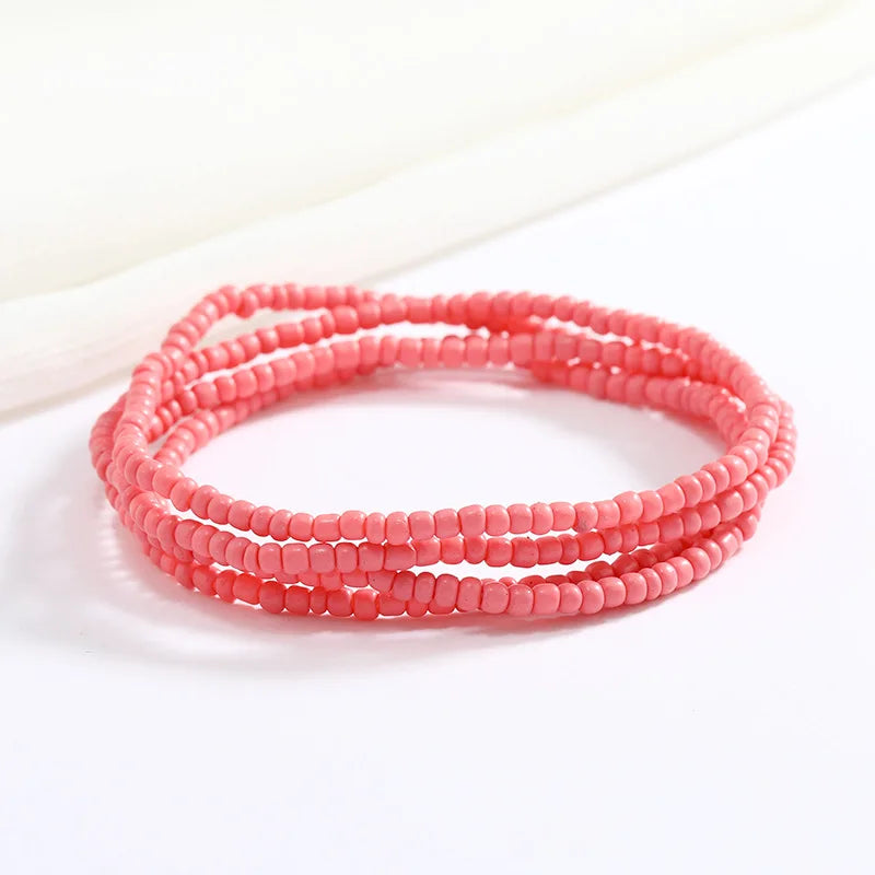 Women's Hand Beaded Glass Body Chain - Elastic Waist Belly Chain Jewelry