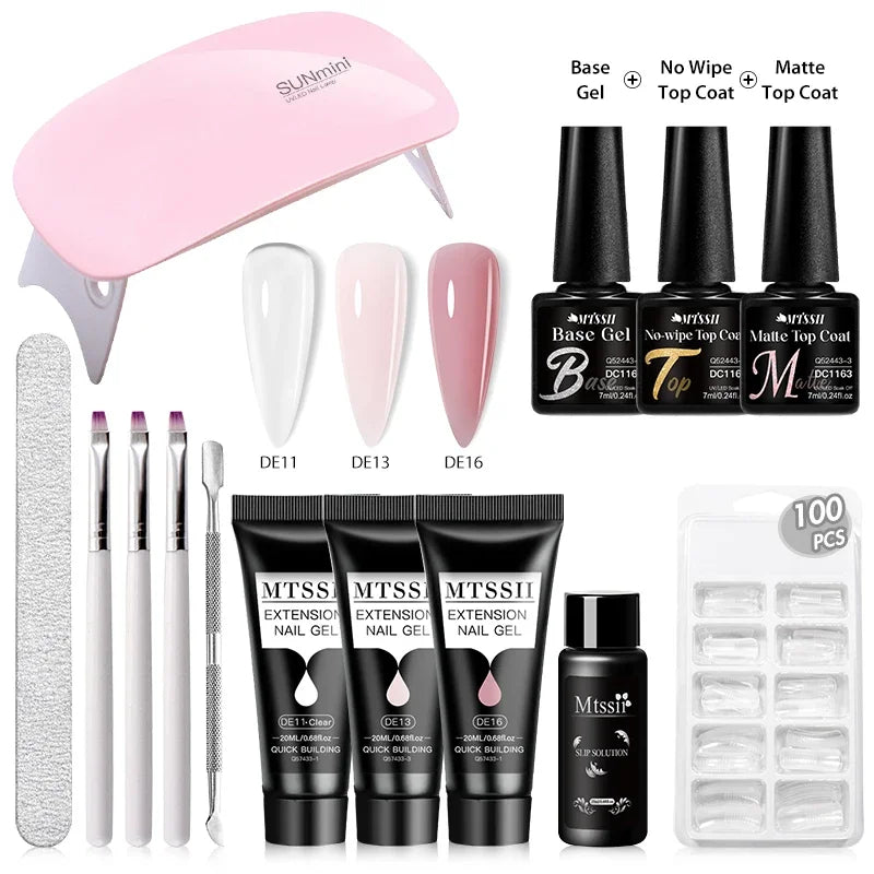 20ml Extension Nail Gel Kit - Quick Building UV/LED Gel Polish Set for Nail Art