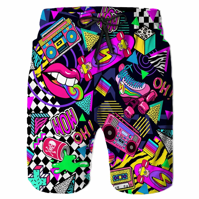 Vibrant Graffiti Beach Shorts for Men - Summer Collection