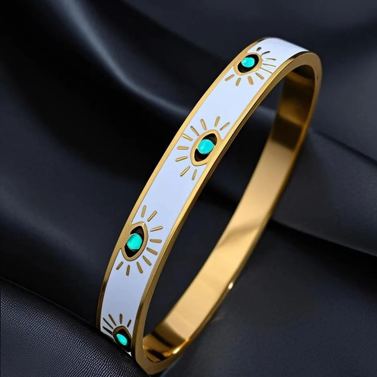 Trendy 316L Stainless Steel Evil Eye Bracelet - Waterproof Protection Jewelry!
