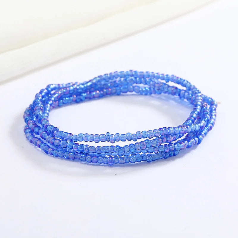 Women's Hand Beaded Glass Body Chain - Elastic Waist Belly Chain Jewelry