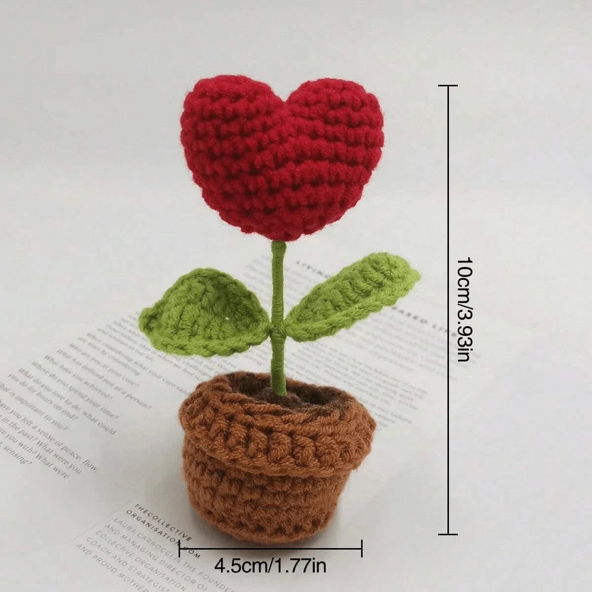 Heart-Shaped Knitted Flower Pot | Romantic Valentine's Day &amp; Engagement Gift, Anniversary