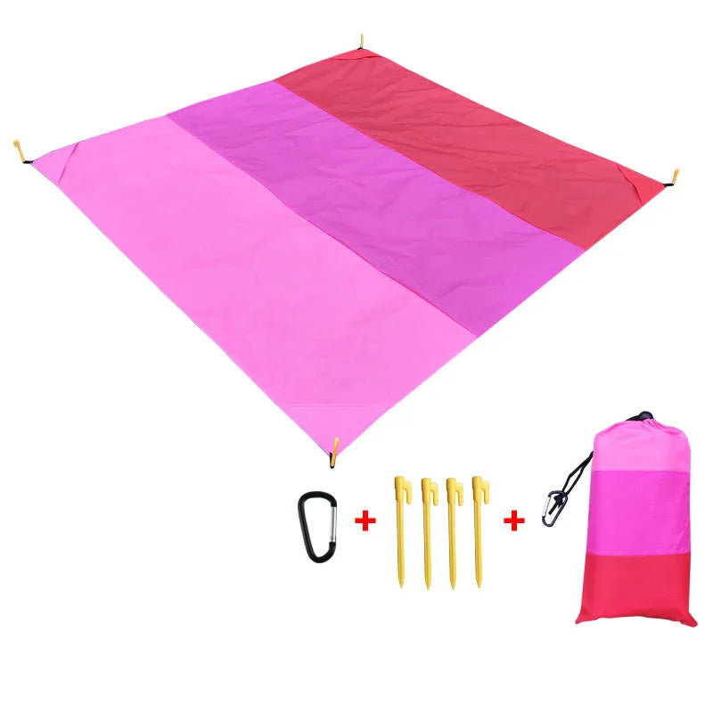 2x2.1m Waterproof Beach Blanket | Portable Sand-Free Picnic Mat with Anchors