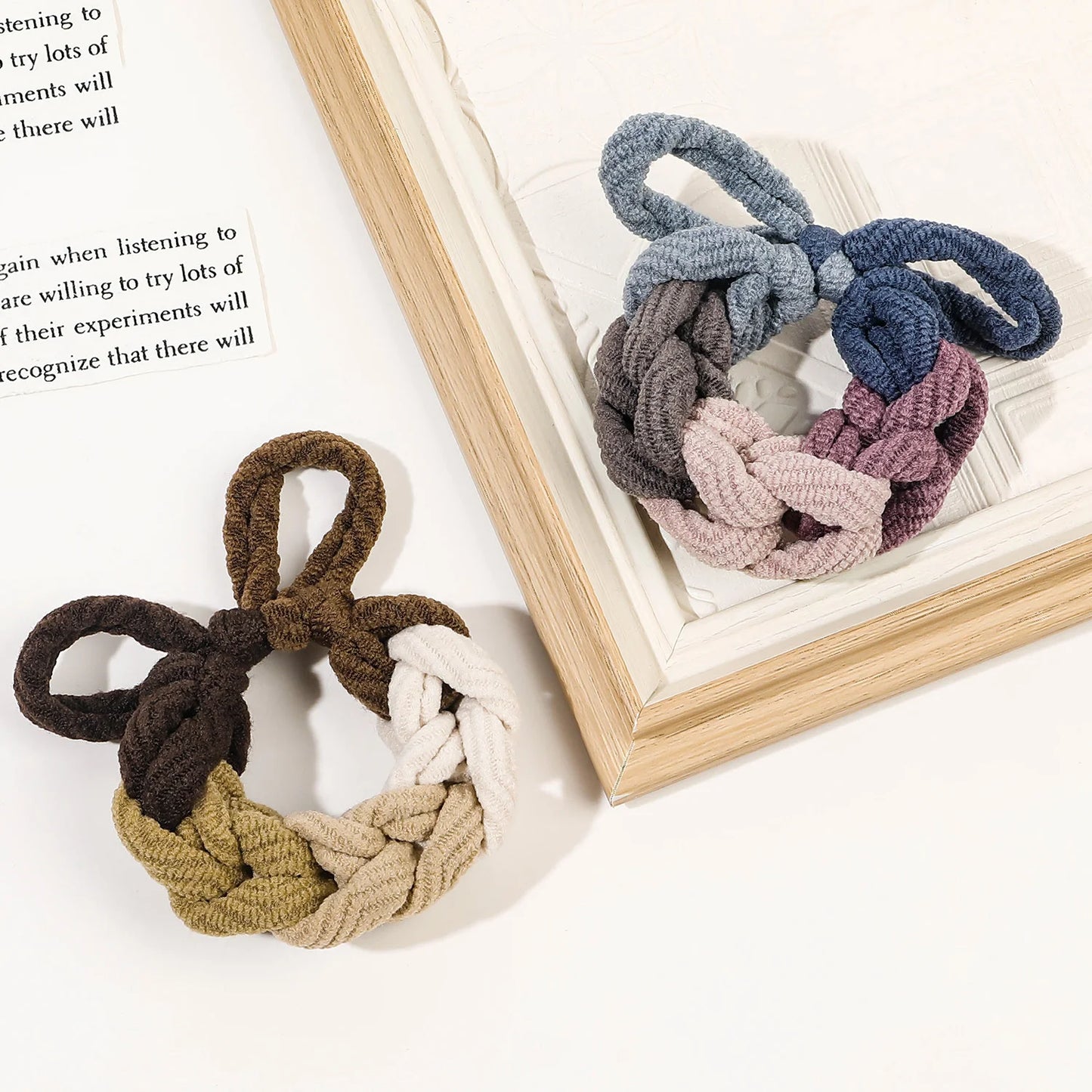 Colorful Bow Hair Ties Set - Hand-Woven Elastic Scrunchies - Fashion Ponytail Holders for Women