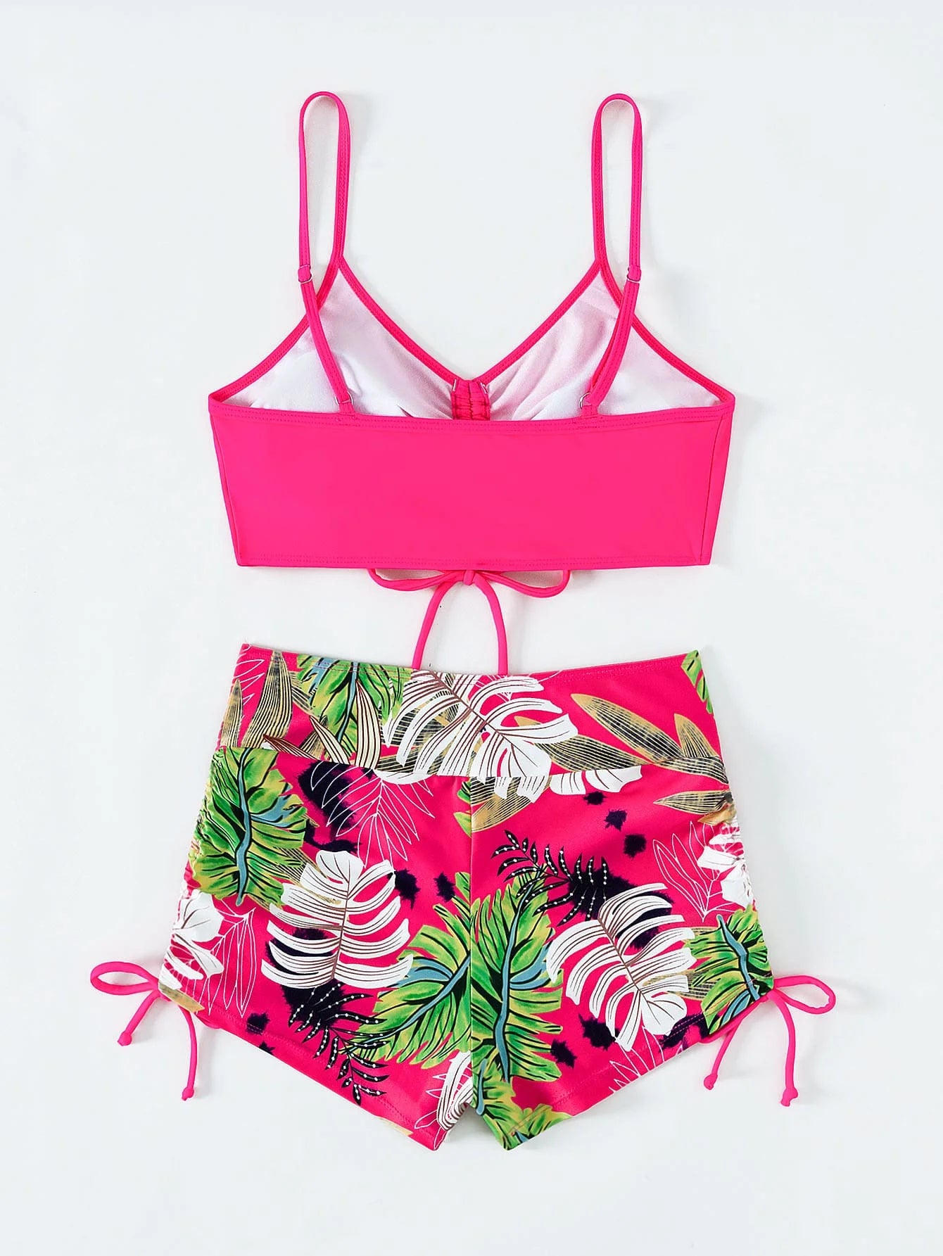 Drawstring Front Shorts Bikinis 2025 High Waist Swimsuit Women Swimwear Two-Piece Set
