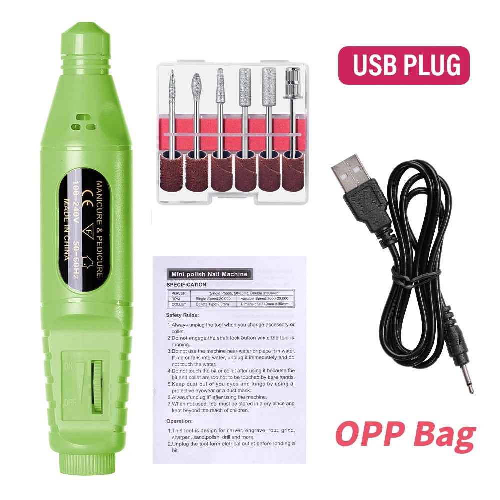 6-in-1 Electric Nail Drill Kit - Professional Manicure Machine with Portable File Tools