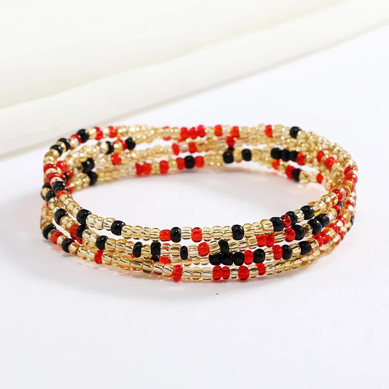 Women's Hand Beaded Glass Body Chain - Elastic Waist Belly Chain Jewelry