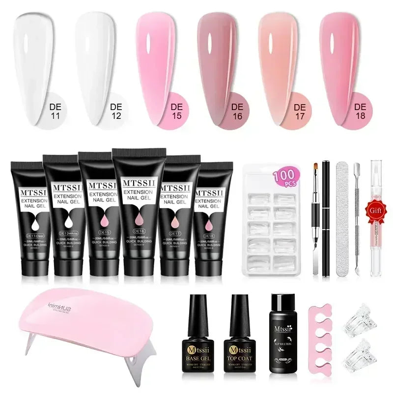 20ml Extension Nail Gel Kit - Quick Building UV/LED Gel Polish Set for Nail Art