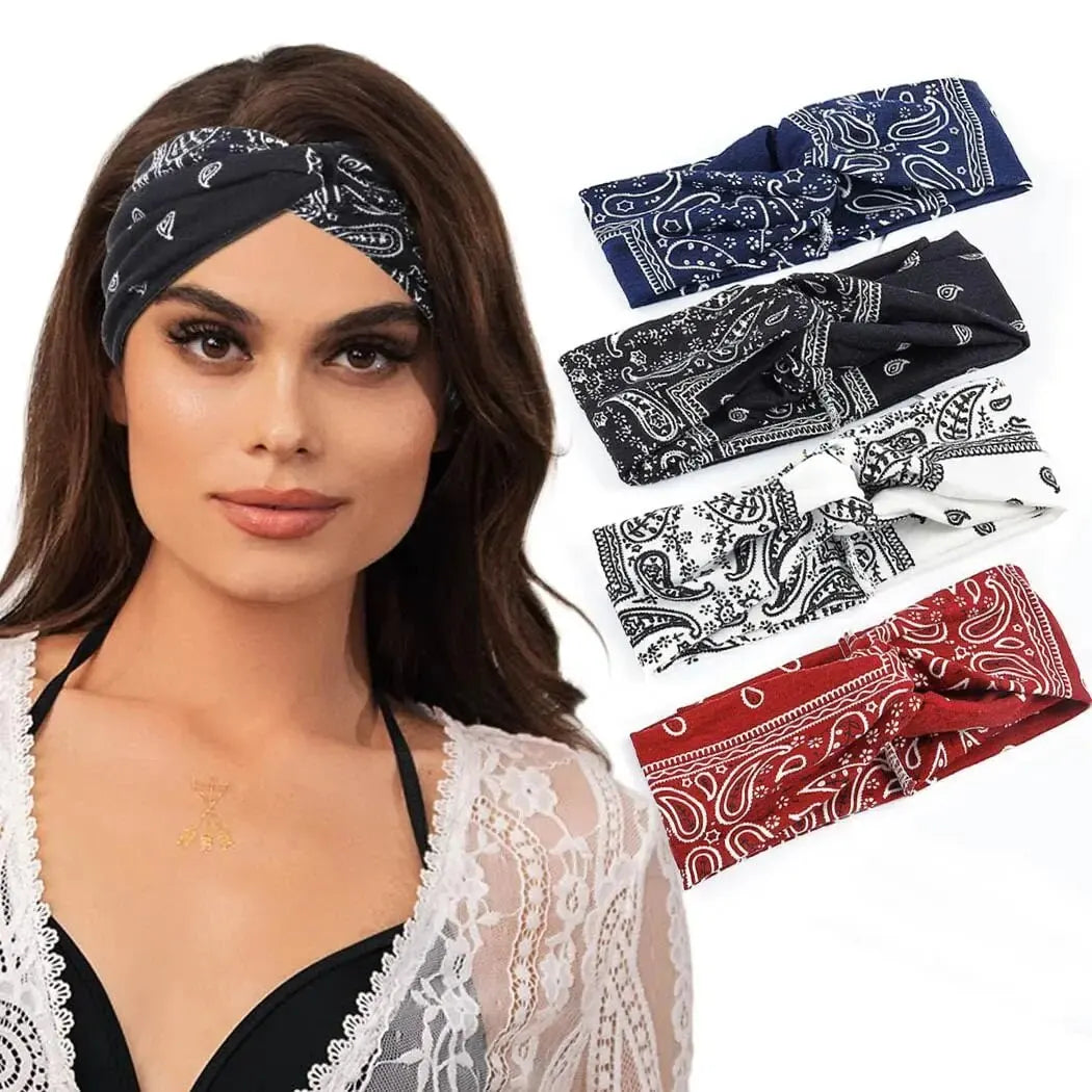Wide Stretchy Headband For Women - Knotted Yoga Sports Sweatband