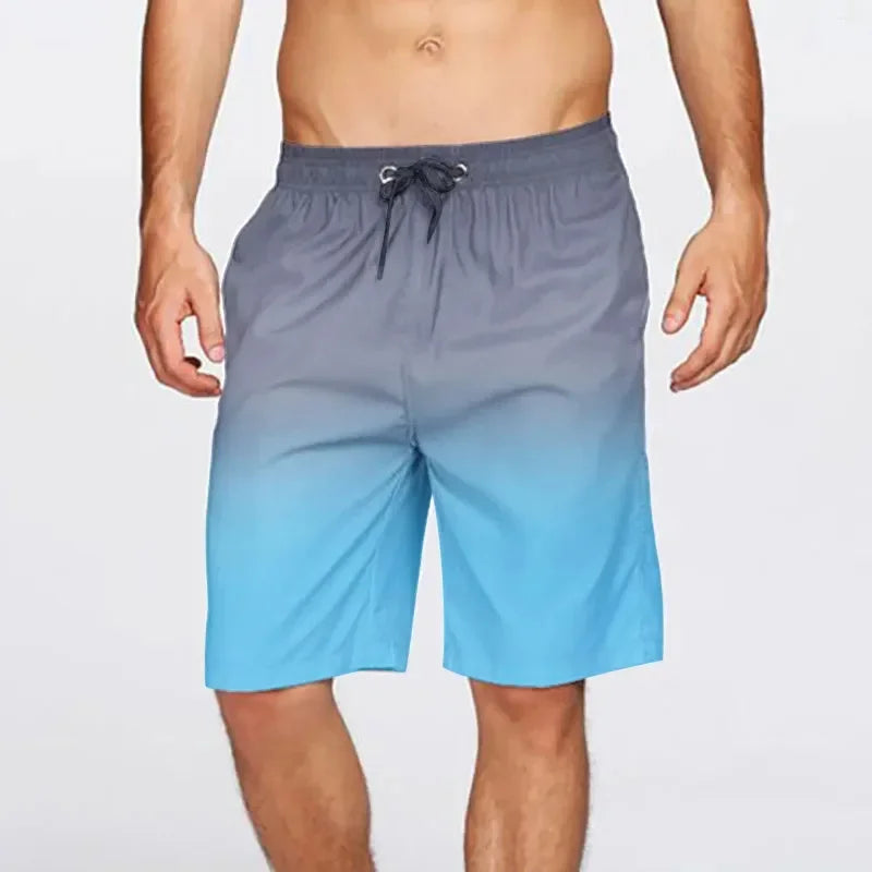 Men's Hawaii Surf Board Shorts - 3D Gradient Print Swim Trunks