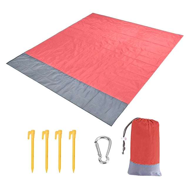 2x2.1m Waterproof Beach Blanket | Portable Sand-Free Picnic Mat with Anchors