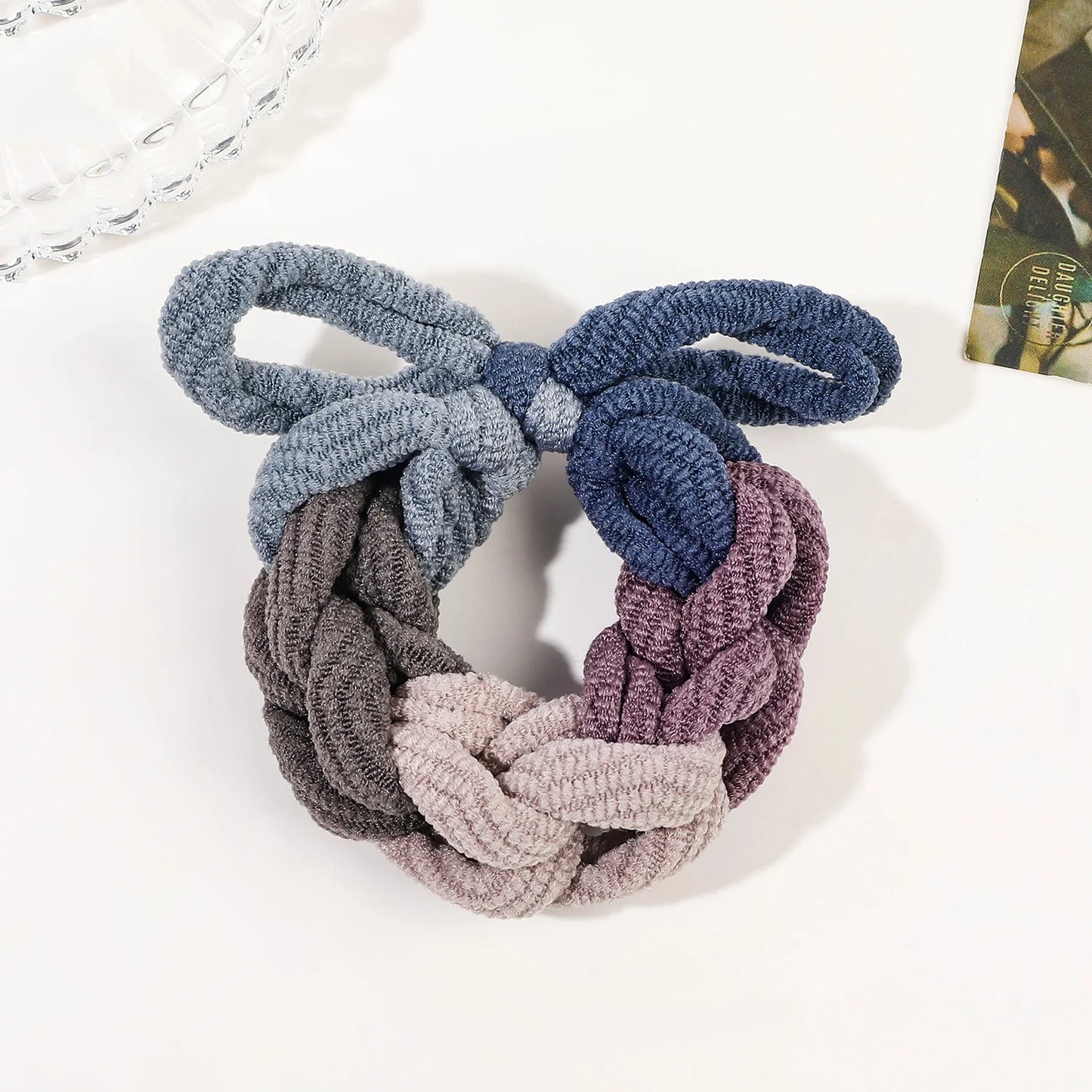 Colorful Bow Hair Ties Set - Hand-Woven Elastic Scrunchies - Fashion Ponytail Holders for Women