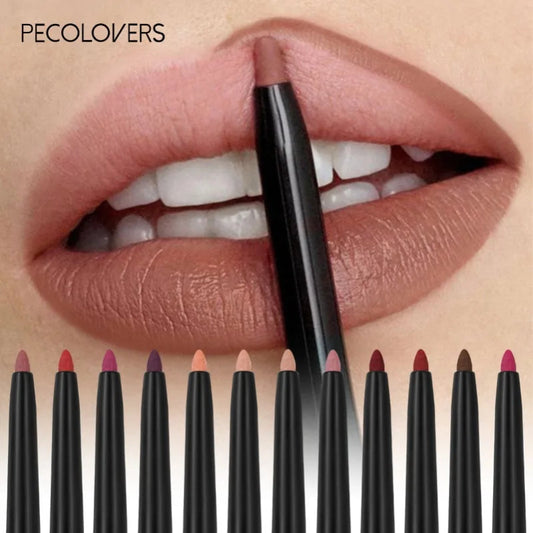 Waterproof Matte Lip Liner Pencil - Long-Lasting Non-Stick Moisturizing Lip Contour in 12 Colors