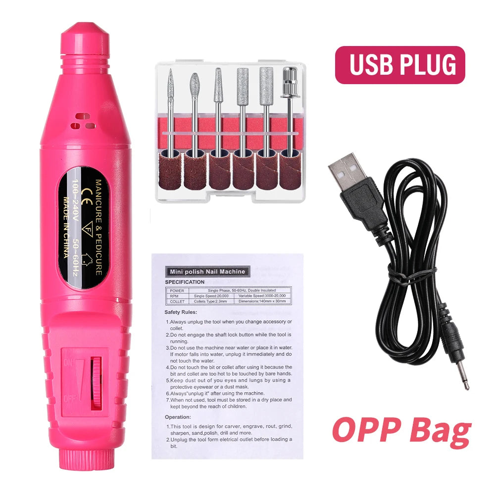 6-in-1 Electric Nail Drill Kit - Professional Manicure Machine with Portable File Tools