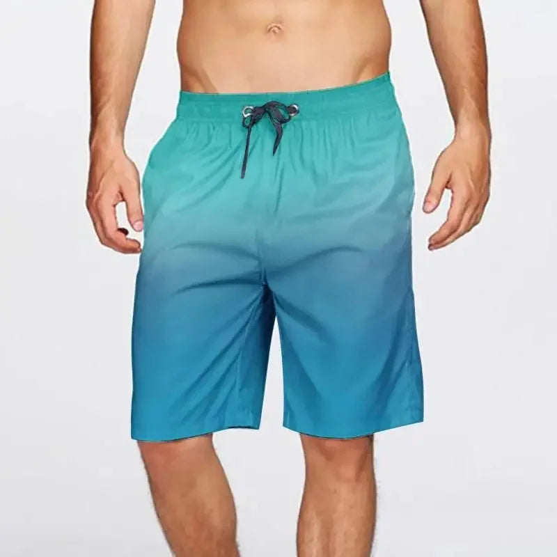 Men's Hawaii Surf Board Shorts - 3D Gradient Print Swim Trunks