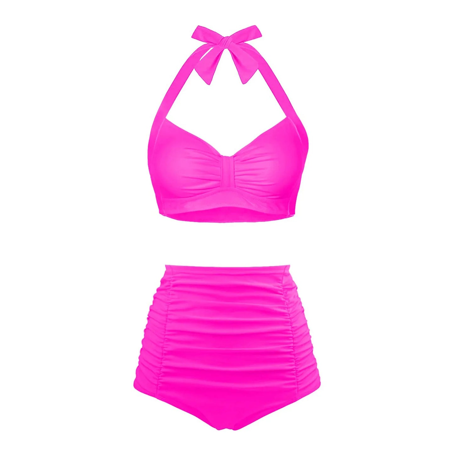 High Waisted Push-Up Tankini Set - Vintage Two-Piece Swimsuit with Underwire Support