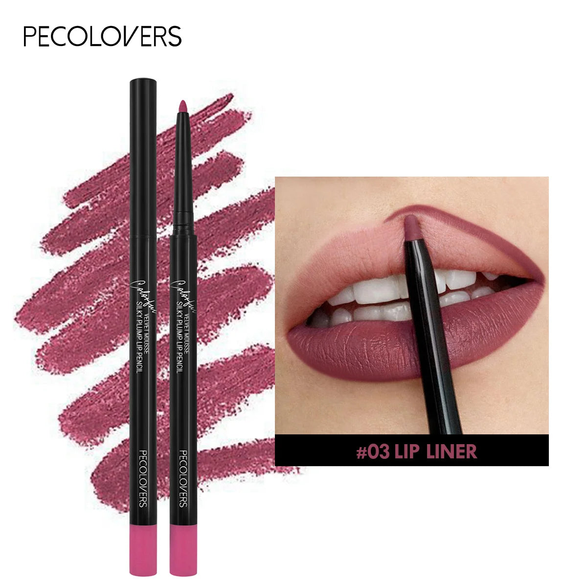 Waterproof Matte Lip Liner Pencil - Long-Lasting Non-Stick Moisturizing Lip Contour in 12 Colors