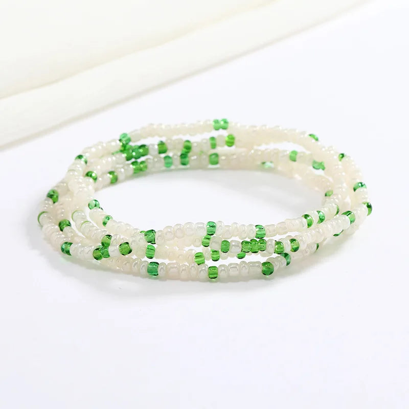 Women's Hand Beaded Glass Body Chain - Elastic Waist Belly Chain Jewelry