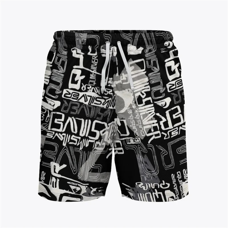 Men's 3D Print Bermuda Board Shorts - Quick Dry Swim Trunks for Beach & Surfing