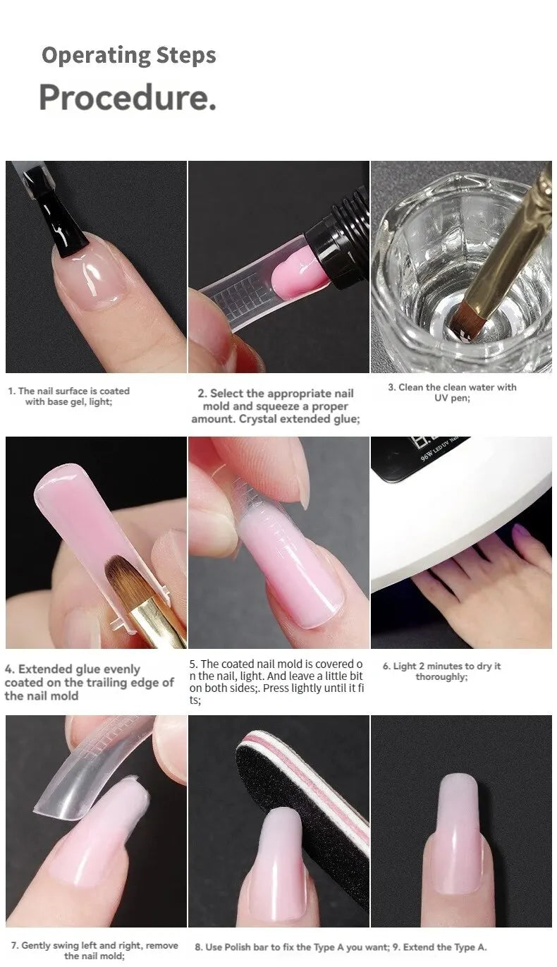 100-Piece Crystal Clear Nail Extension Sheets - Quick Light Therapy Transparent Nail Forms for Professional Extensions