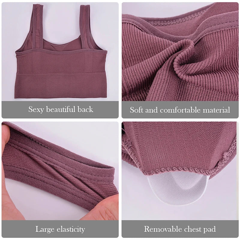 Women's Breathable Sports Bra - Seamless Yoga Fitness Top with Push Up Support