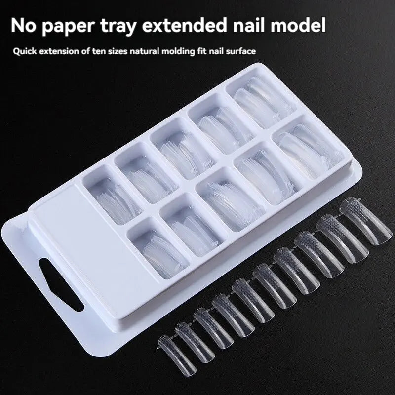 100-Piece Crystal Clear Nail Extension Sheets - Quick Light Therapy Transparent Nail Forms for Professional Extensions