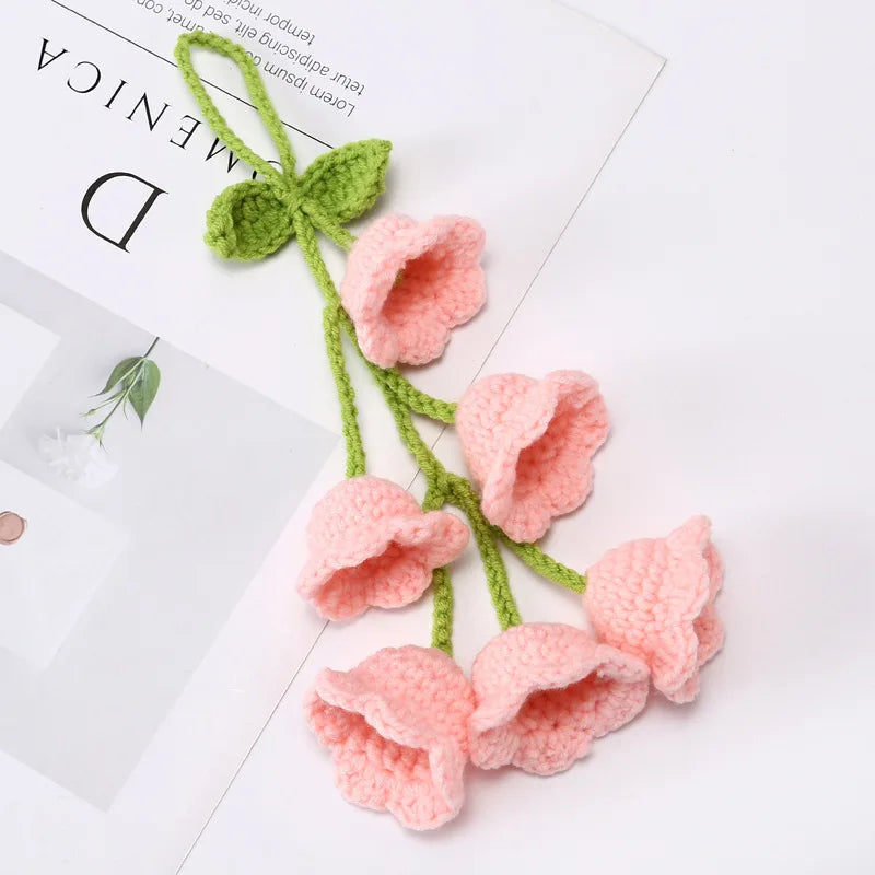 Illuminated Crochet Bell Orchid | Handmade Potted Flower Decoration