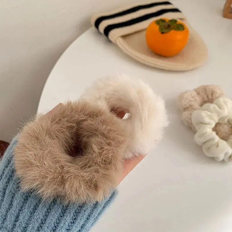 7 Piece Women's Plush Hair Scrunchies Set - Solid Color Cotton Blend Ponytail Holders & Hair Ties
