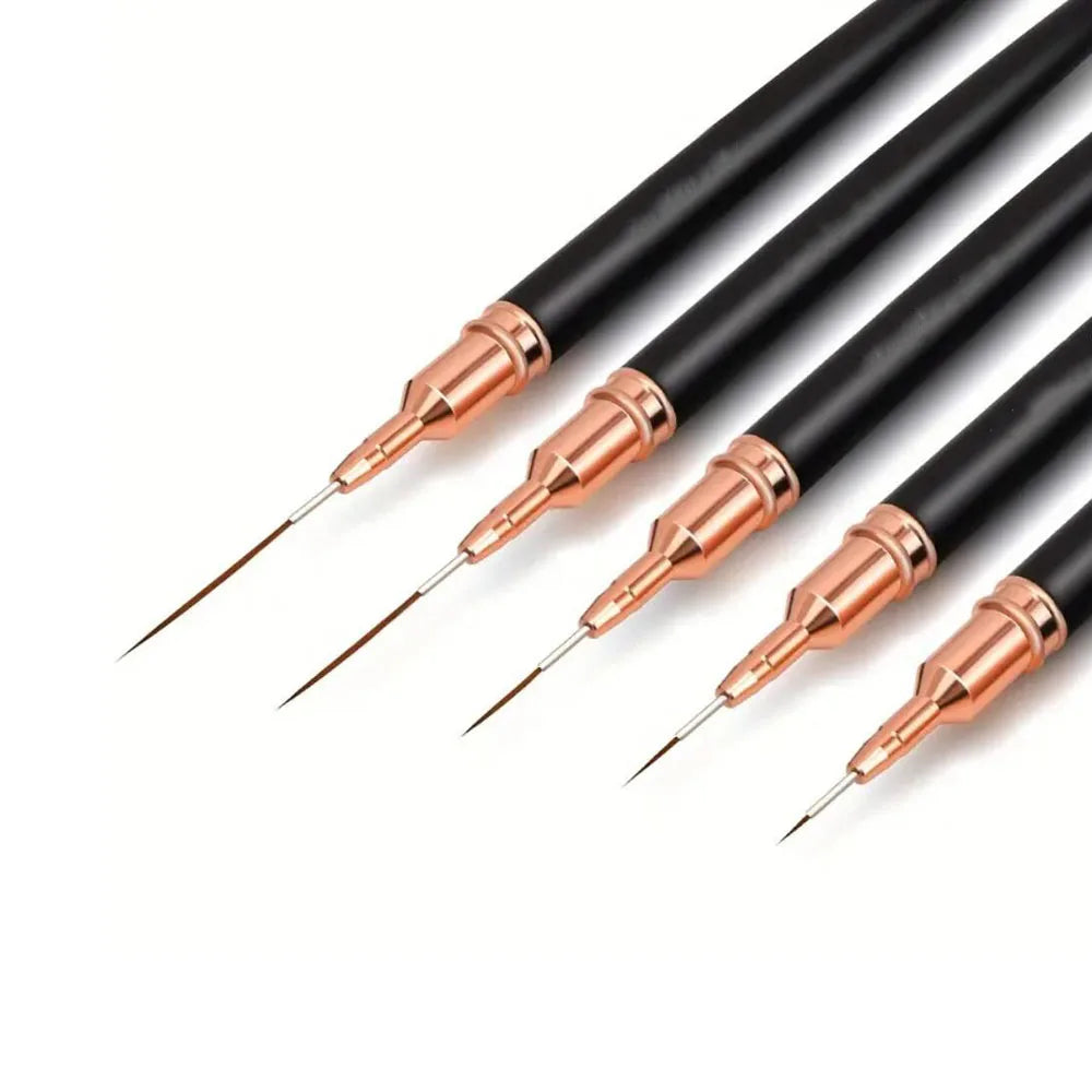 5Pcs Pink French Nail Art Liner Painting Brush Set - Ultra-thin 7/10/12/15/20m Elongated Lines Drawing Pen DIY Manicure