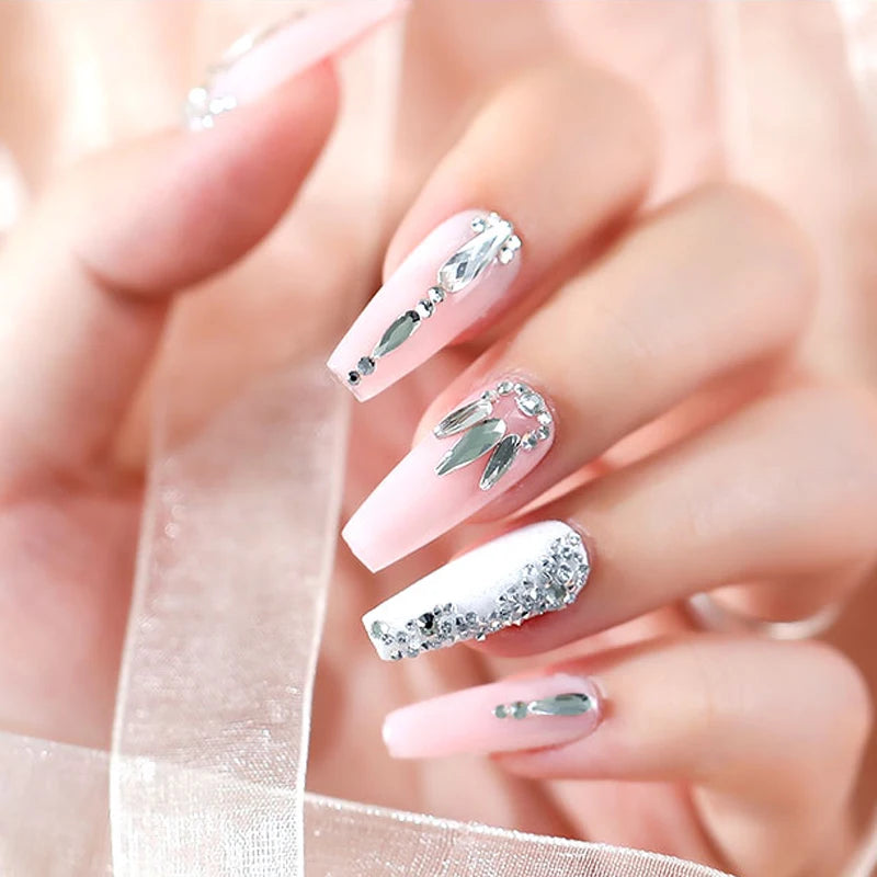 12-Grid Clear Crystal Nail Art Rhinestones Set - 780 Pieces Mixed Sizes 3D Glitter Gems for Professional Nail Decoration