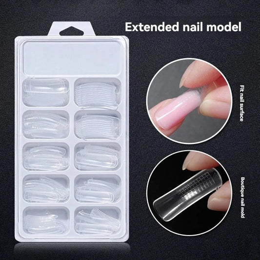 100-Piece Crystal Clear Nail Extension Sheets - Quick Light Therapy Transparent Nail Forms for Professional Extensions