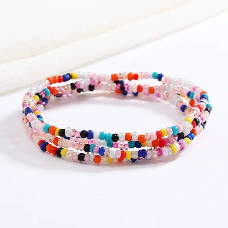 Women's Hand Beaded Glass Body Chain - Elastic Waist Belly Chain Jewelry