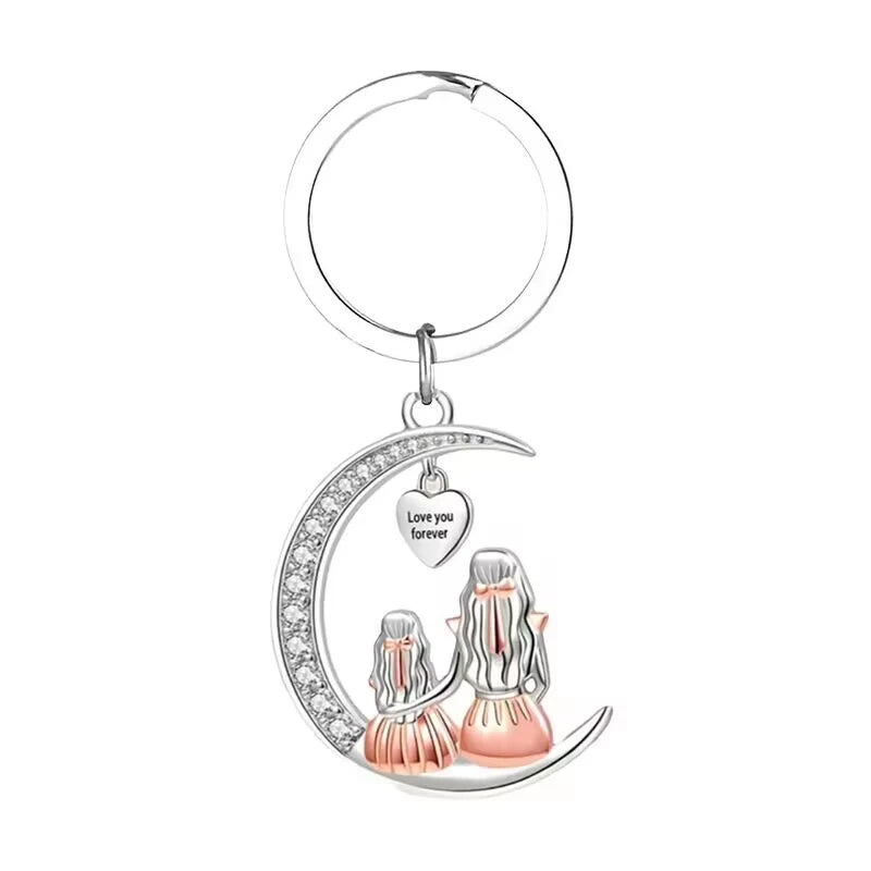 Mom Daughter Moon Pendant Necklace - "Love You Forever" Heart Jewelry Gift for Mother's Day, Birthdays & Special Occasions