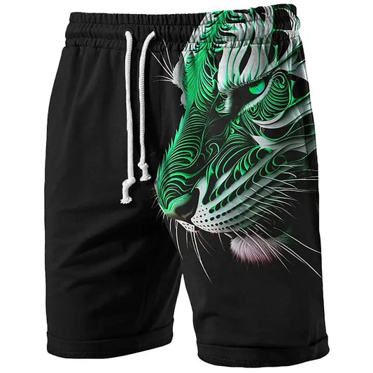 Men's Tiger Long Surf Shorts - Fashion Streetwear Swim Trunks