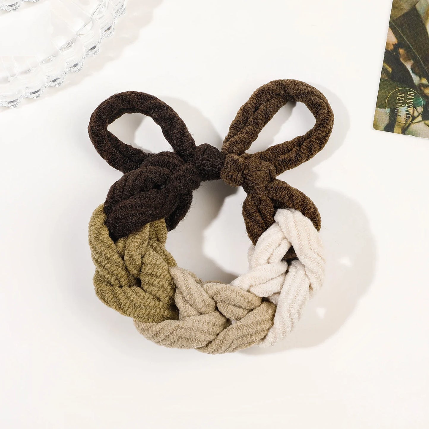Colorful Bow Hair Ties Set - Hand-Woven Elastic Scrunchies - Fashion Ponytail Holders for Women