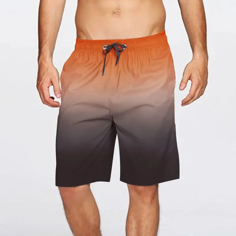 Men's Hawaii Surf Board Shorts - 3D Gradient Print Swim Trunks