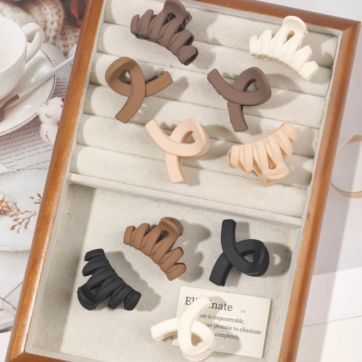 5-Piece Small Flower Hair Claw Clips Set - Matte Rectangle Jaw Clips & Semicircle Barrettes for Thin Hair