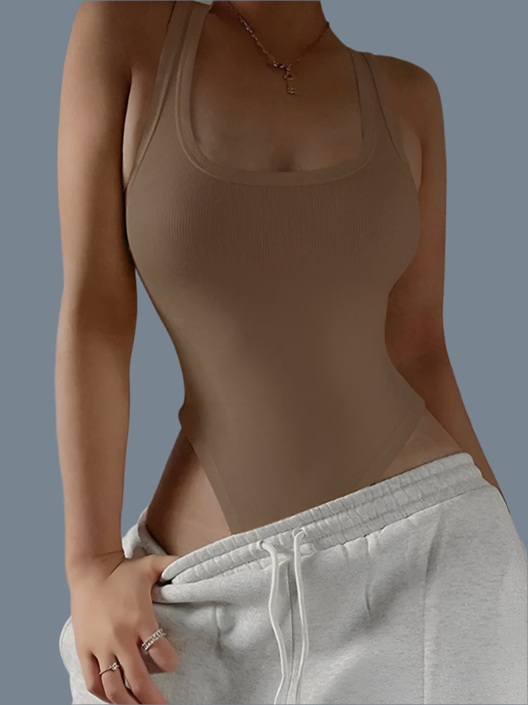 Women's Sexy Off Shoulder Halter Bodysuit - Sleeveless Bodycon Knit Top