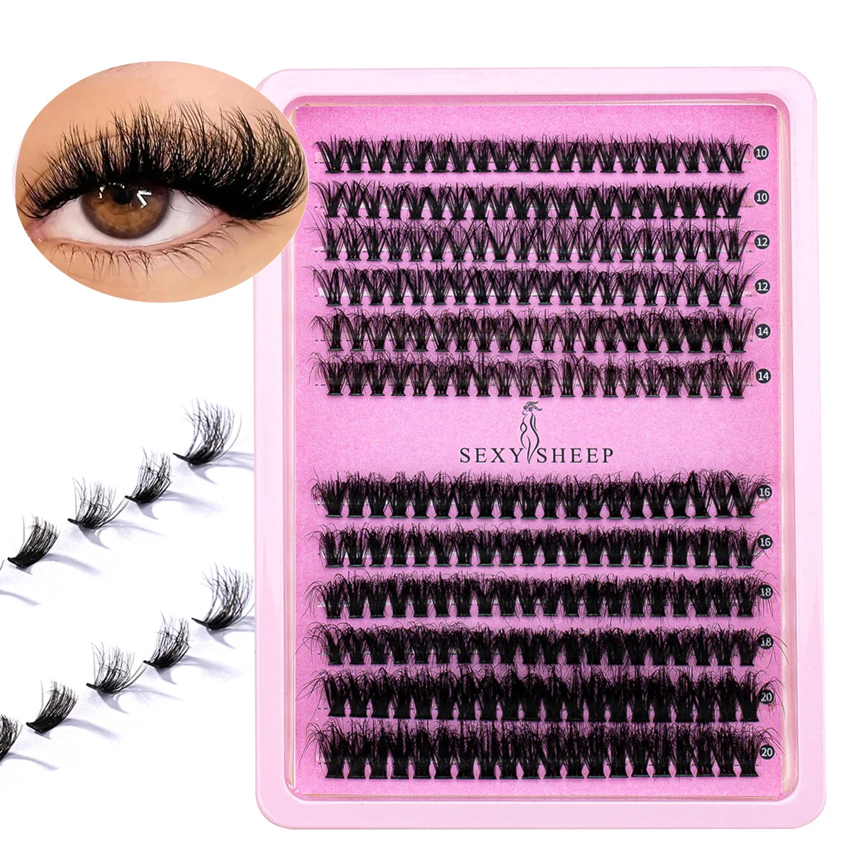 240-Piece DIY Lash Extension Kit - Individual Thick Fluffy Lashes with Bond, Seal, Remover & Applicator Tool