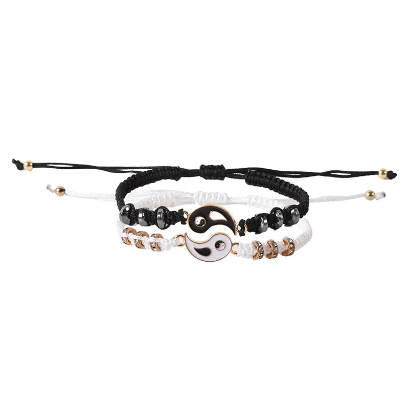 2022 New Best Friend Bracelets - Matching Yin Yang Adjustable Cord Bracelet Set for BFF, Couples & Relationships