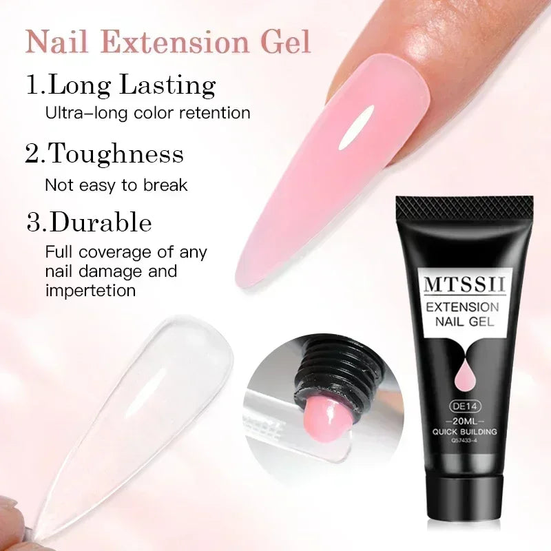 20ml Extension Nail Gel Kit - Quick Building UV/LED Gel Polish Set for Nail Art