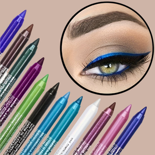 Smudge-Proof Waterproof Eyeliner Pencil - High-Shine, Long-Lasting Eye Makeup in Black & Multicolor Options