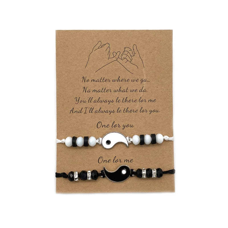 2022 New Best Friend Bracelets - Matching Yin Yang Adjustable Cord Bracelet Set for BFF, Couples & Relationships