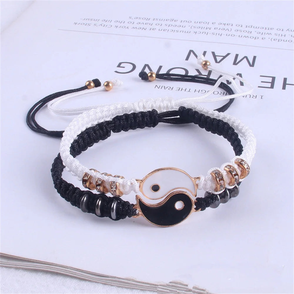2022 New Best Friend Bracelets - Matching Yin Yang Adjustable Cord Bracelet Set for BFF, Couples & Relationships