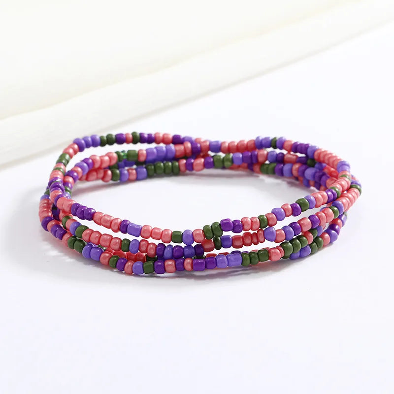 Women's Hand Beaded Glass Body Chain - Elastic Waist Belly Chain Jewelry