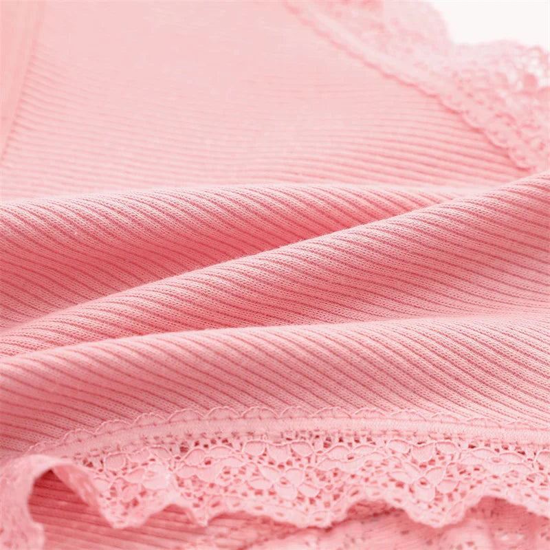 3PCS Women's Cotton Panties Set - Low Rise Lace Brazilian Bikini Underwear with Bow Detail (S-XL)