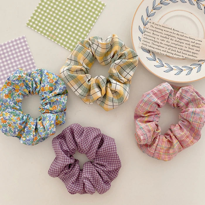 10-Piece Small Fresh Crushed Lattice Hair Bands - Fashion Cloth Hair Ties with Cute Mori Girl Style