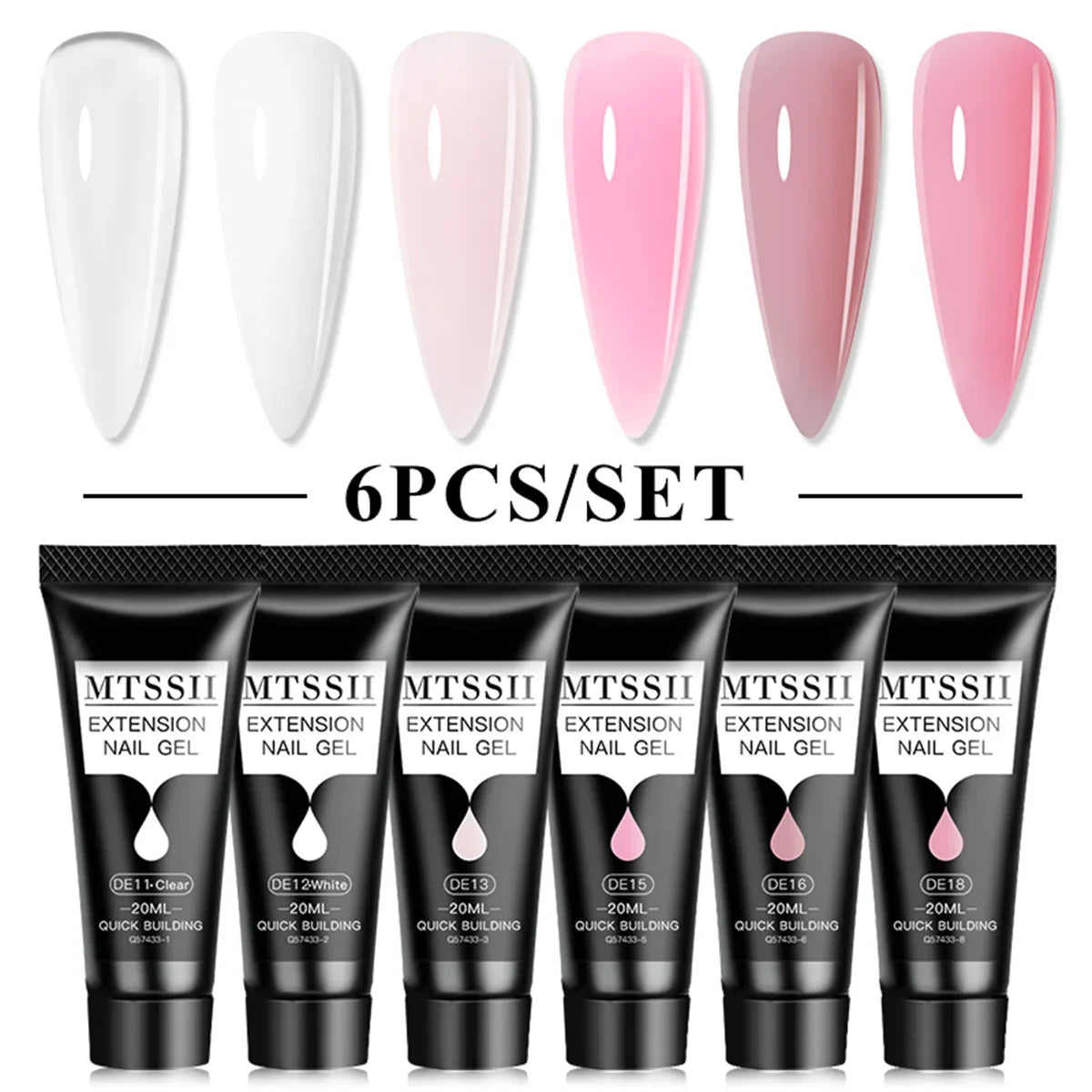 20ml Extension Nail Gel Kit - Quick Building UV/LED Gel Polish Set for Nail Art